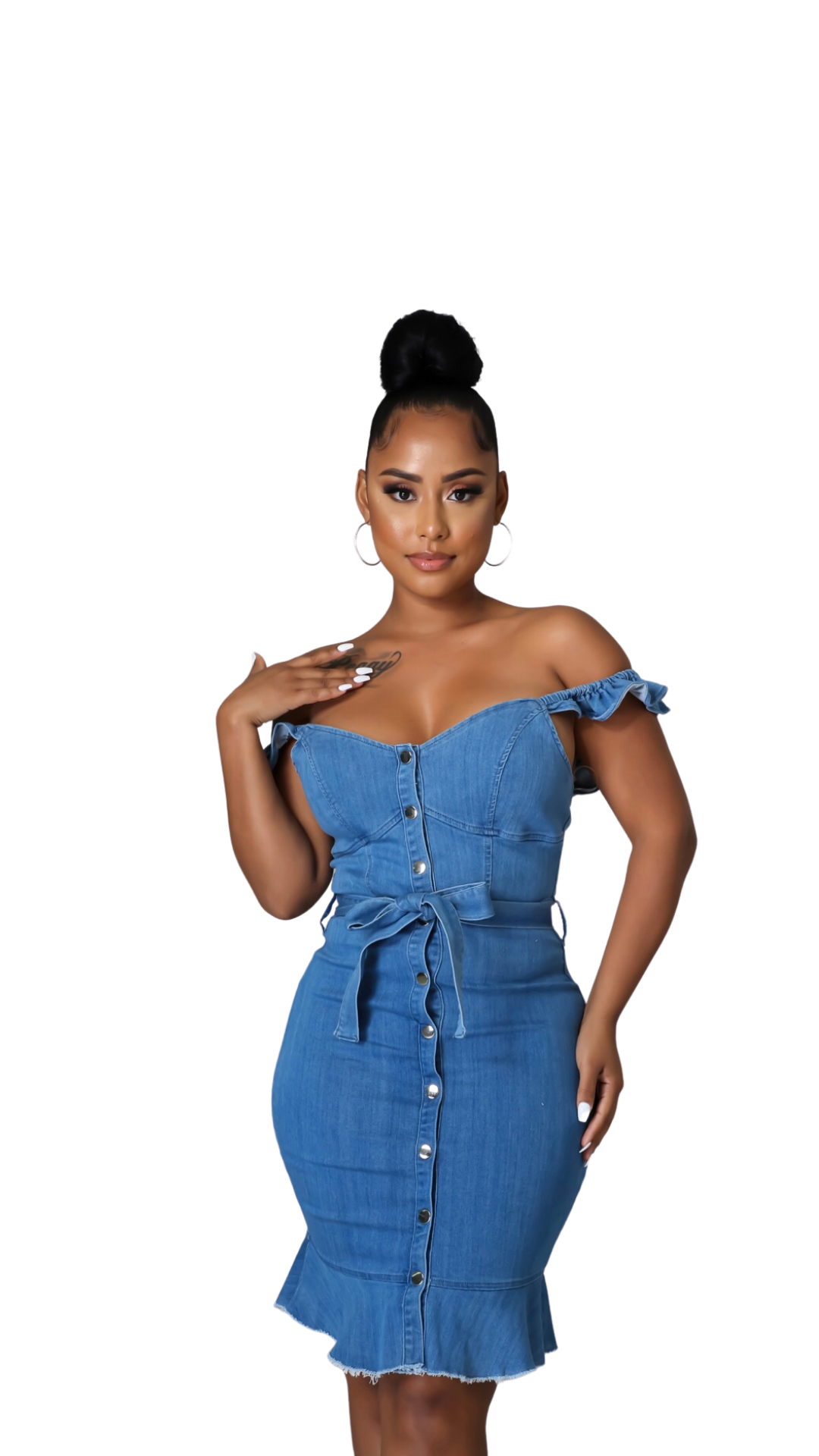 Push My Buttons Denim Dress